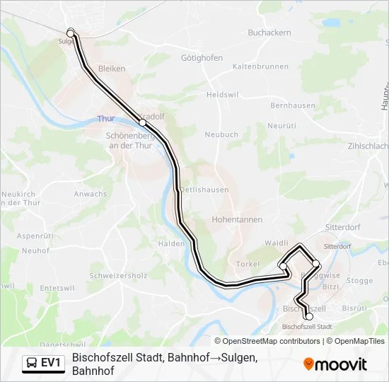 EV1 Bus Line Map