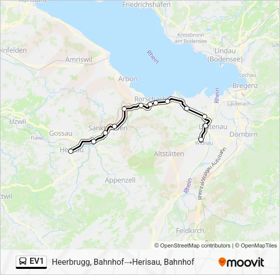 EV1 Bus Line Map