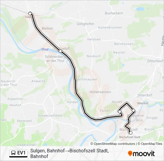 EV1 Bus Line Map