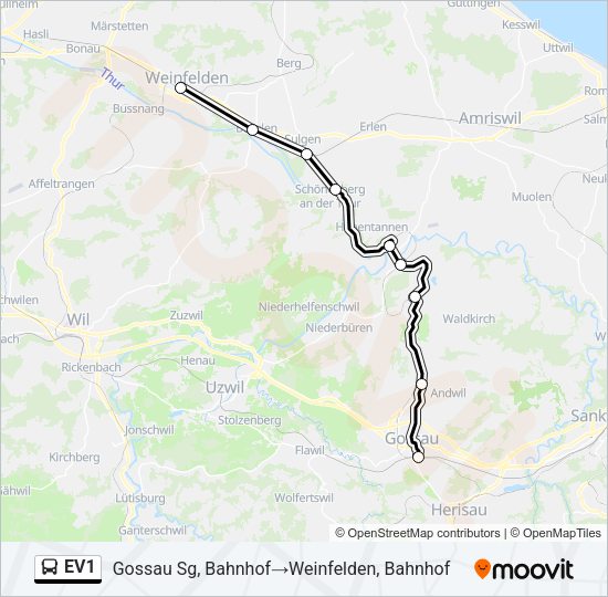 EV1 Bus Line Map