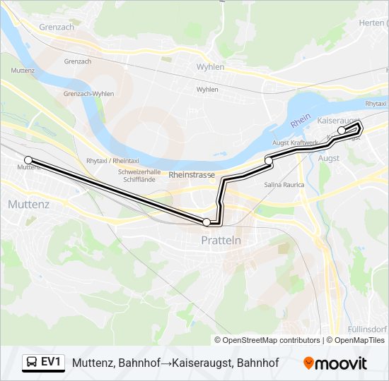 EV1 Bus Line Map