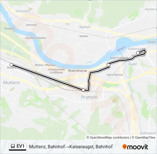 EV1 Bus Line Map