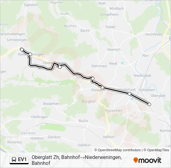 EV1 Bus Line Map