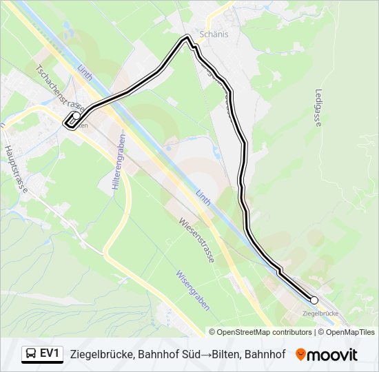 EV1 Bus Line Map