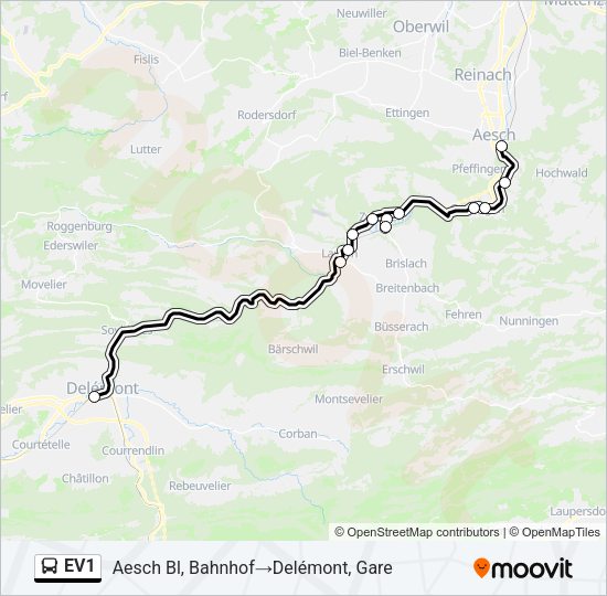 EV1 Bus Line Map