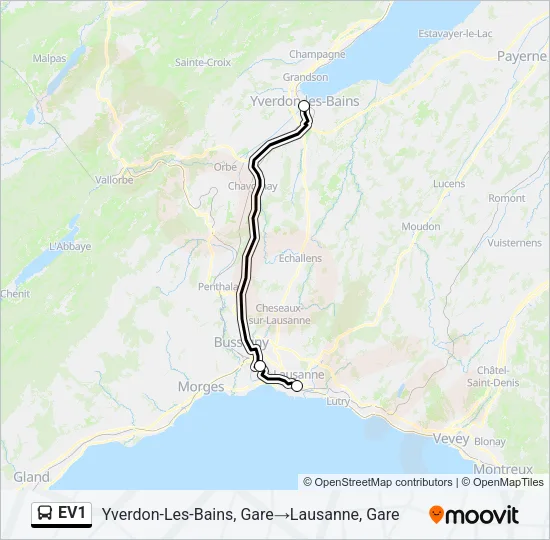 EV1 Bus Line Map