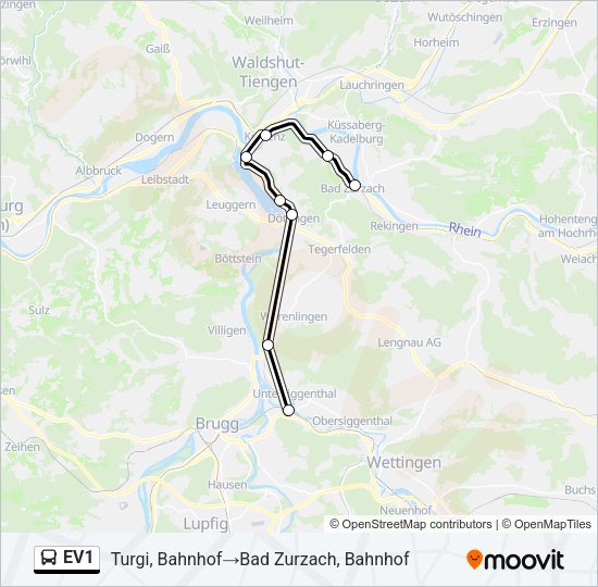 EV1 Bus Line Map