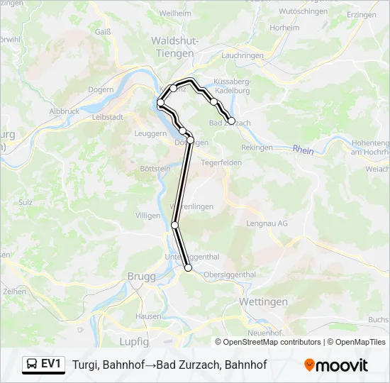 EV1 Bus Line Map