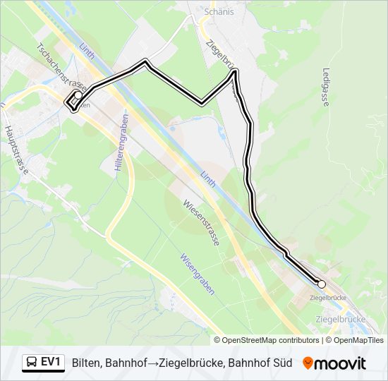 EV1 Bus Line Map