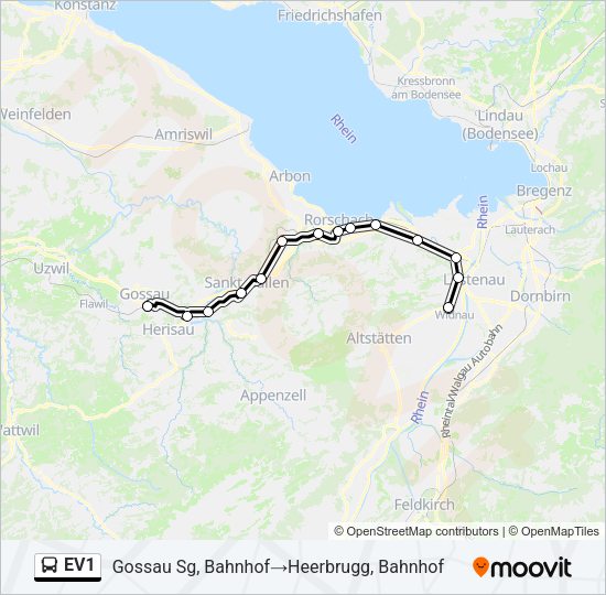 EV1 Bus Line Map