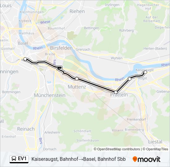EV1 Bus Line Map