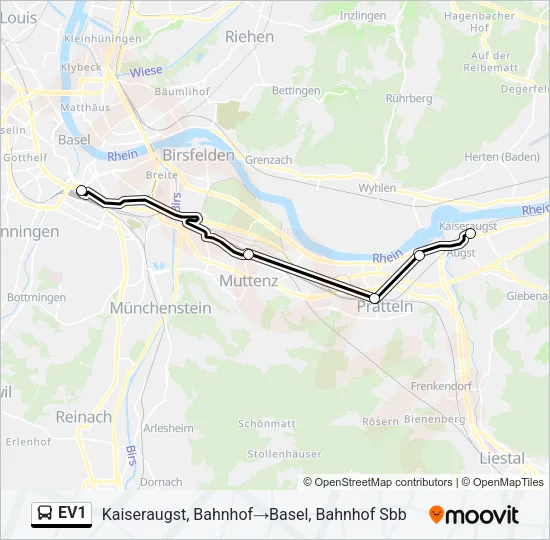 EV1 Bus Line Map