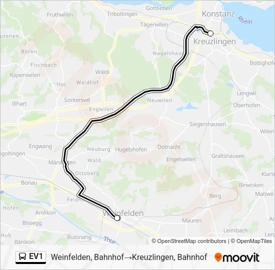 EV1 Bus Line Map