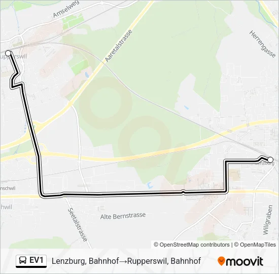 EV1 Bus Line Map