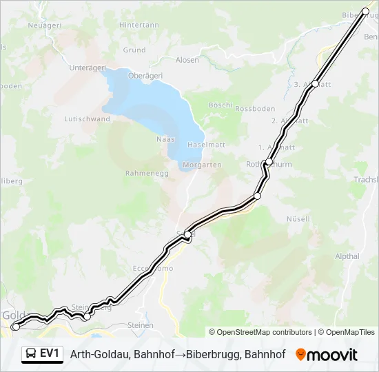 EV1 Bus Line Map