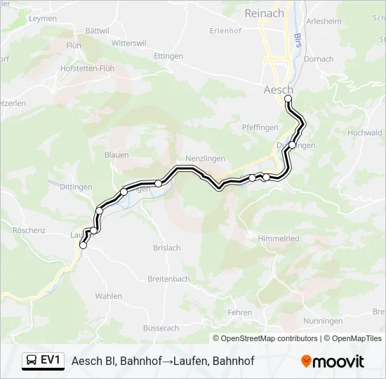 EV1 Bus Line Map