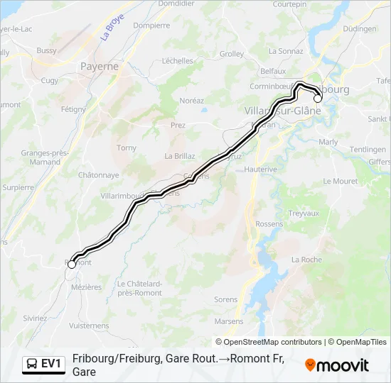 EV1 Bus Line Map