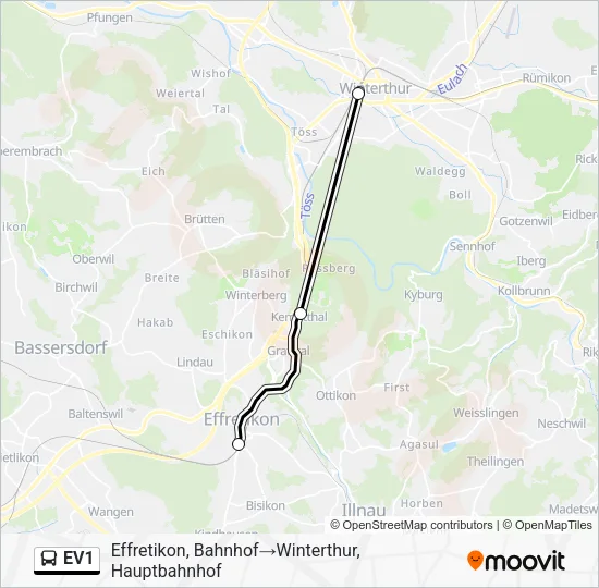 EV1 Bus Line Map