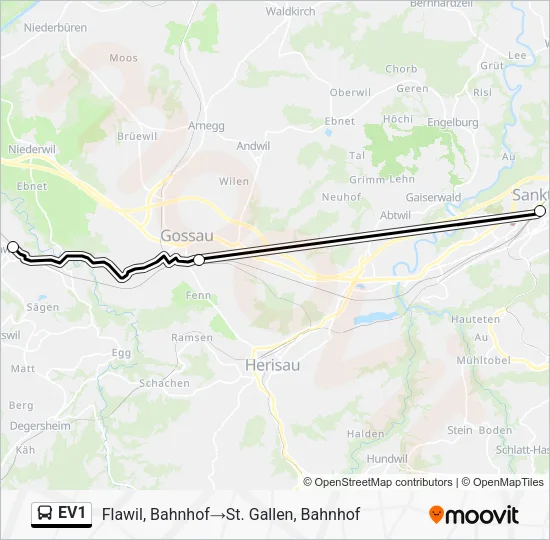 EV1 Bus Line Map