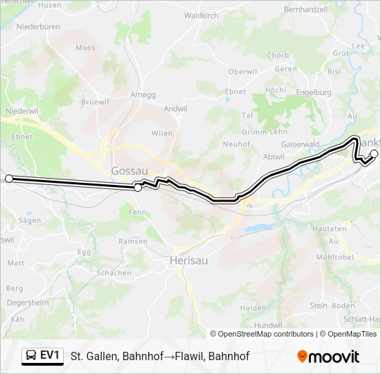 EV1 Bus Line Map