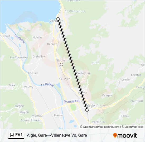 EV1 Bus Line Map