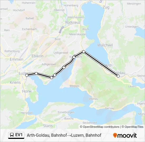 EV1 Bus Line Map