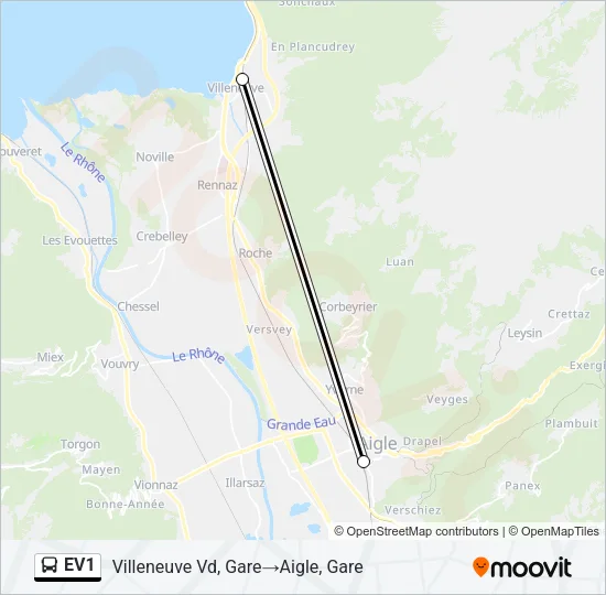 EV1 Bus Line Map