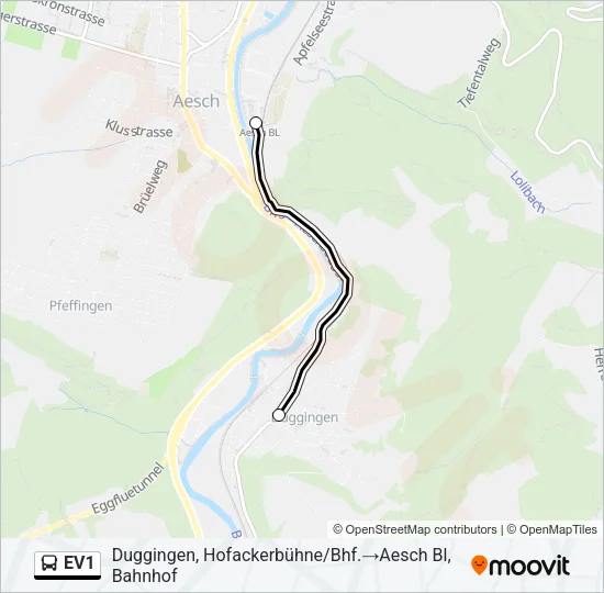 EV1 Bus Line Map