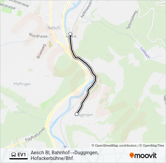 EV1 Bus Line Map