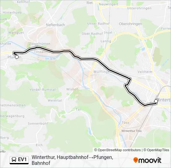 EV1 Bus Line Map