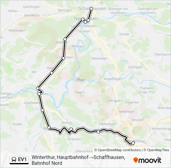 EV1 Bus Line Map