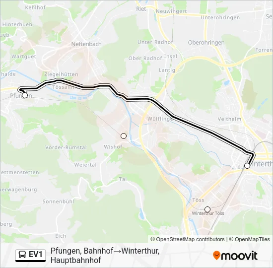EV1 Bus Line Map
