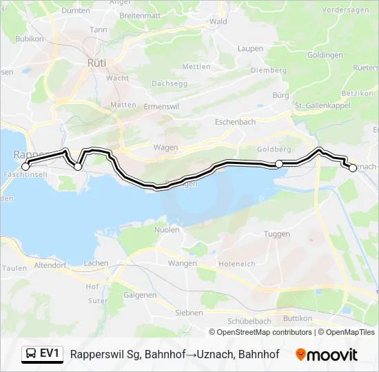 EV1 Bus Line Map