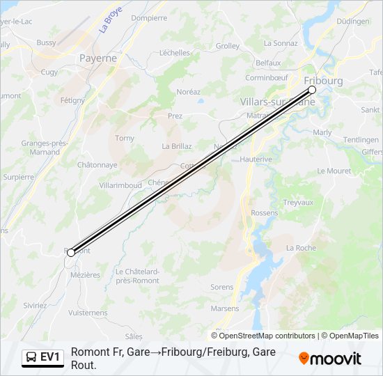 EV1 Bus Line Map