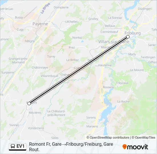 EV1 Bus Line Map