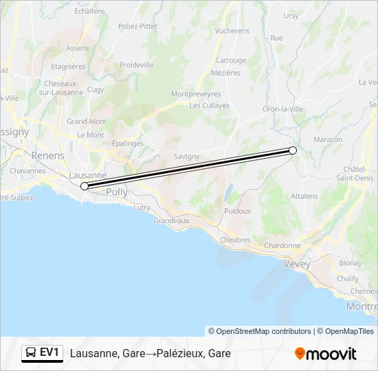 EV1 Bus Line Map
