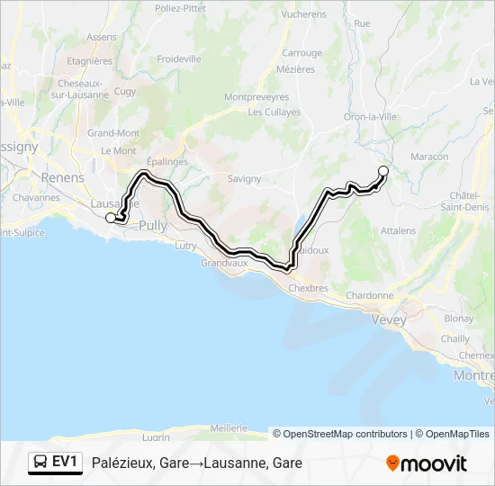 EV1 Bus Line Map