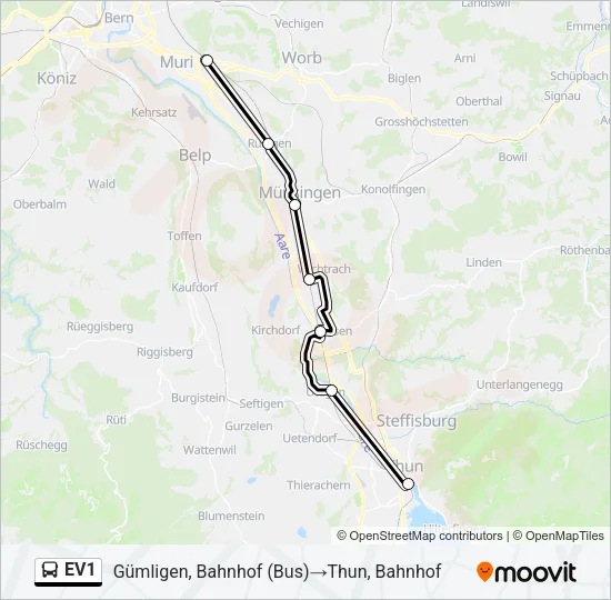 EV1 Bus Line Map