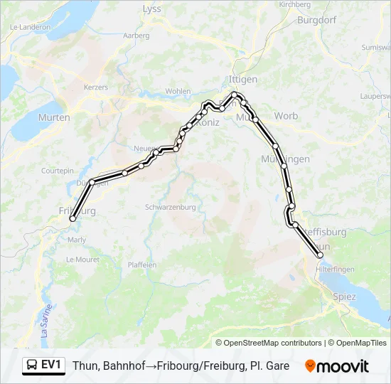 EV1 Bus Line Map