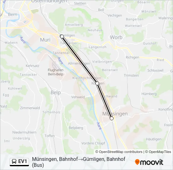 EV1 Bus Line Map