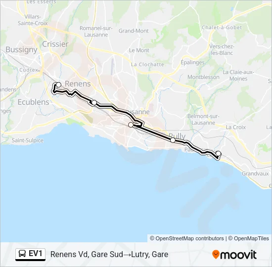 Buslinie EV1 Karte