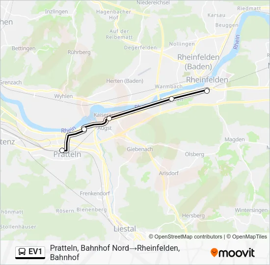 EV1 Bus Line Map