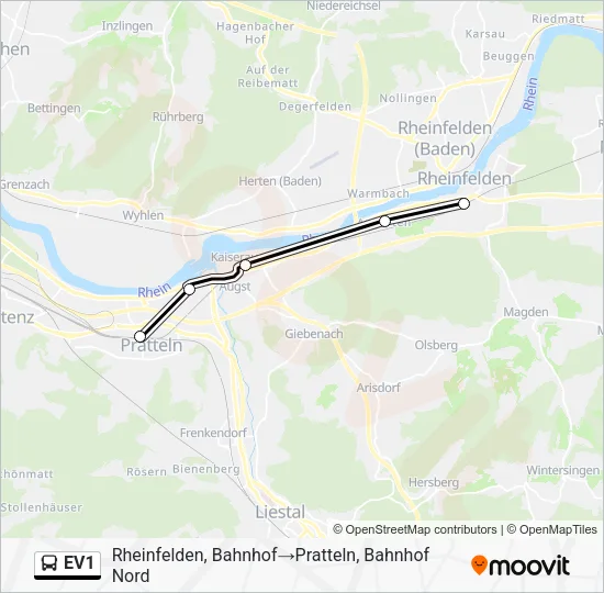 EV1 Bus Line Map