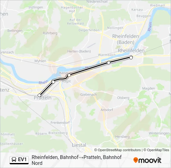 EV1 Bus Line Map