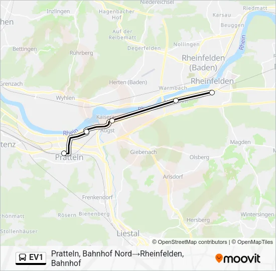 EV1 Bus Line Map