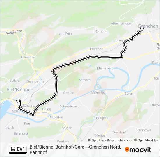 EV1 Bus Line Map