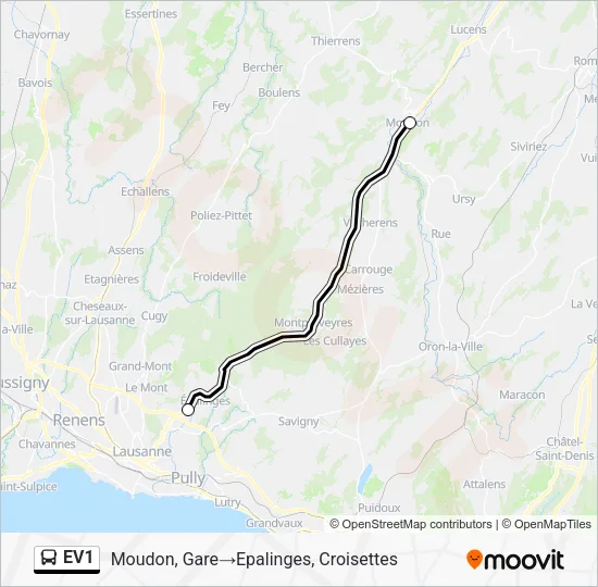 EV1 Bus Line Map