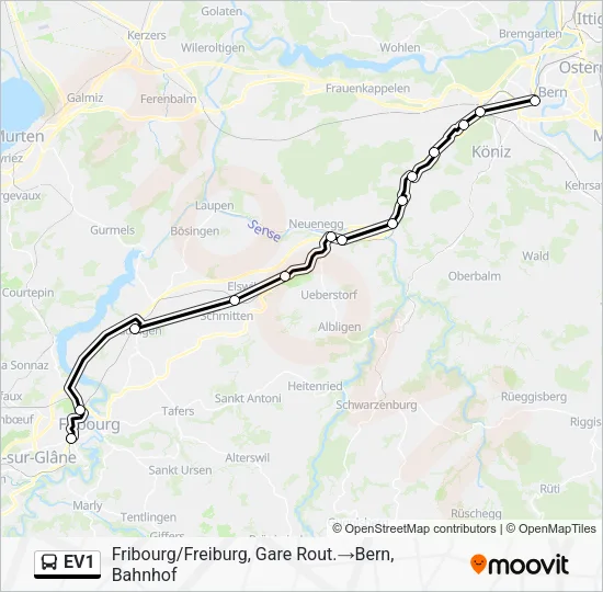 EV1 Bus Line Map