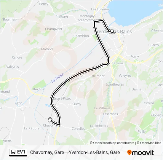 EV1 Bus Line Map