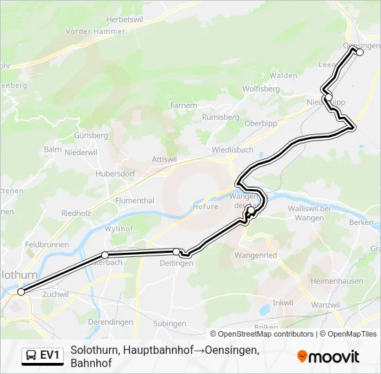EV1 Bus Line Map
